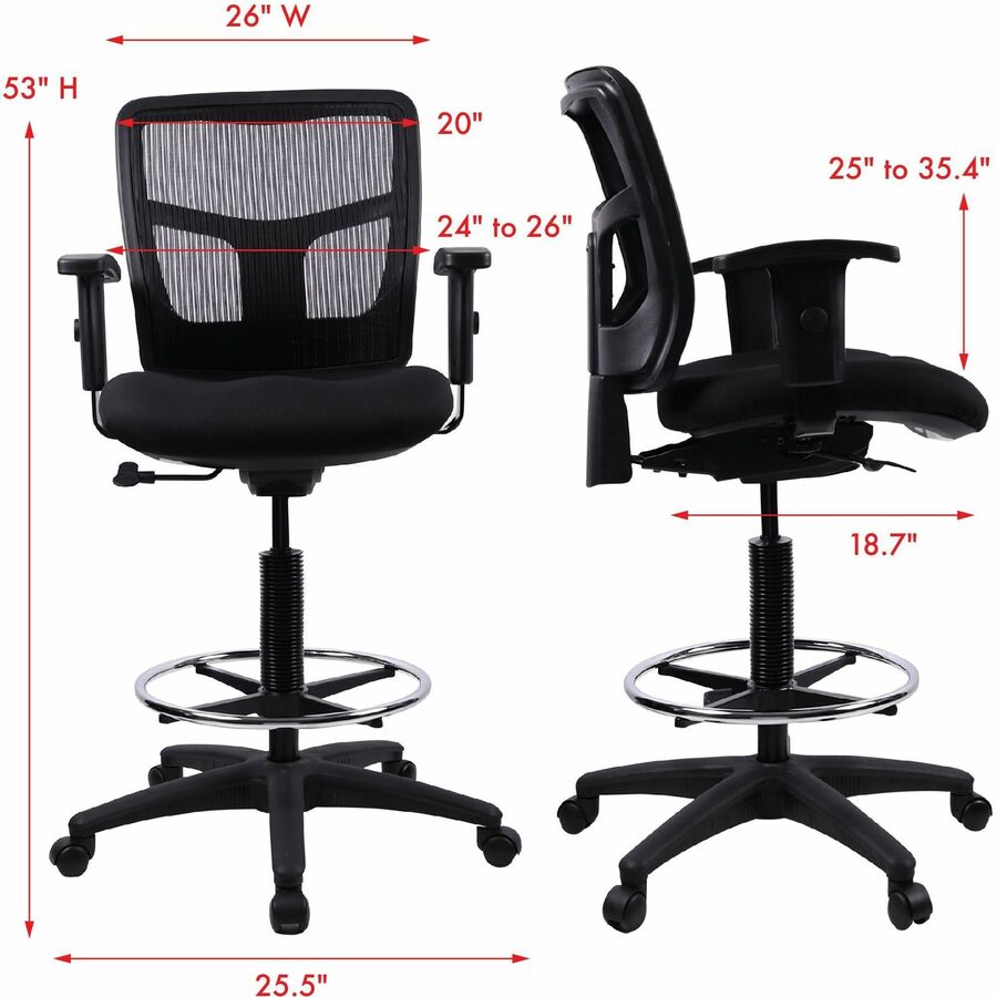 Lorell Ratchet Back Mesh Mid-Back Stool - 86801