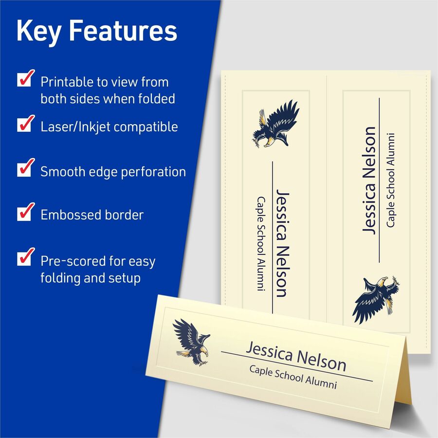 Avery&reg; Tent Cards, 3.5" x 11" , Embossed Border, 50 Cards (5915) - 5915