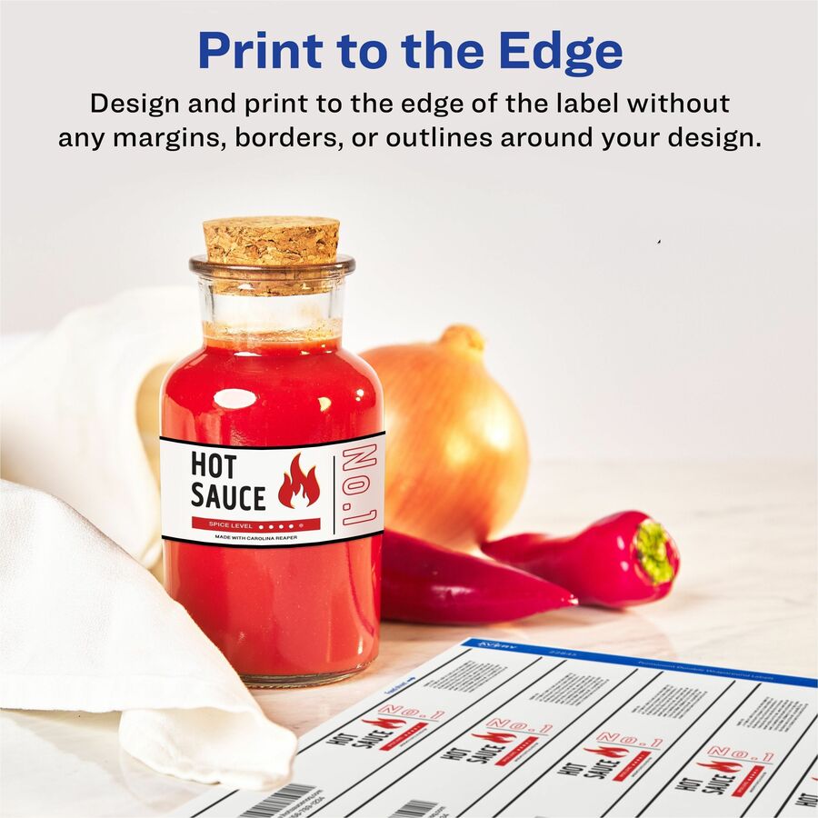 Avery&reg; Durable White Wraparound Labels 9-3/4" x 1-1/4" , Permanent Adhesive, for Laser and Inkjet Printers - 22845