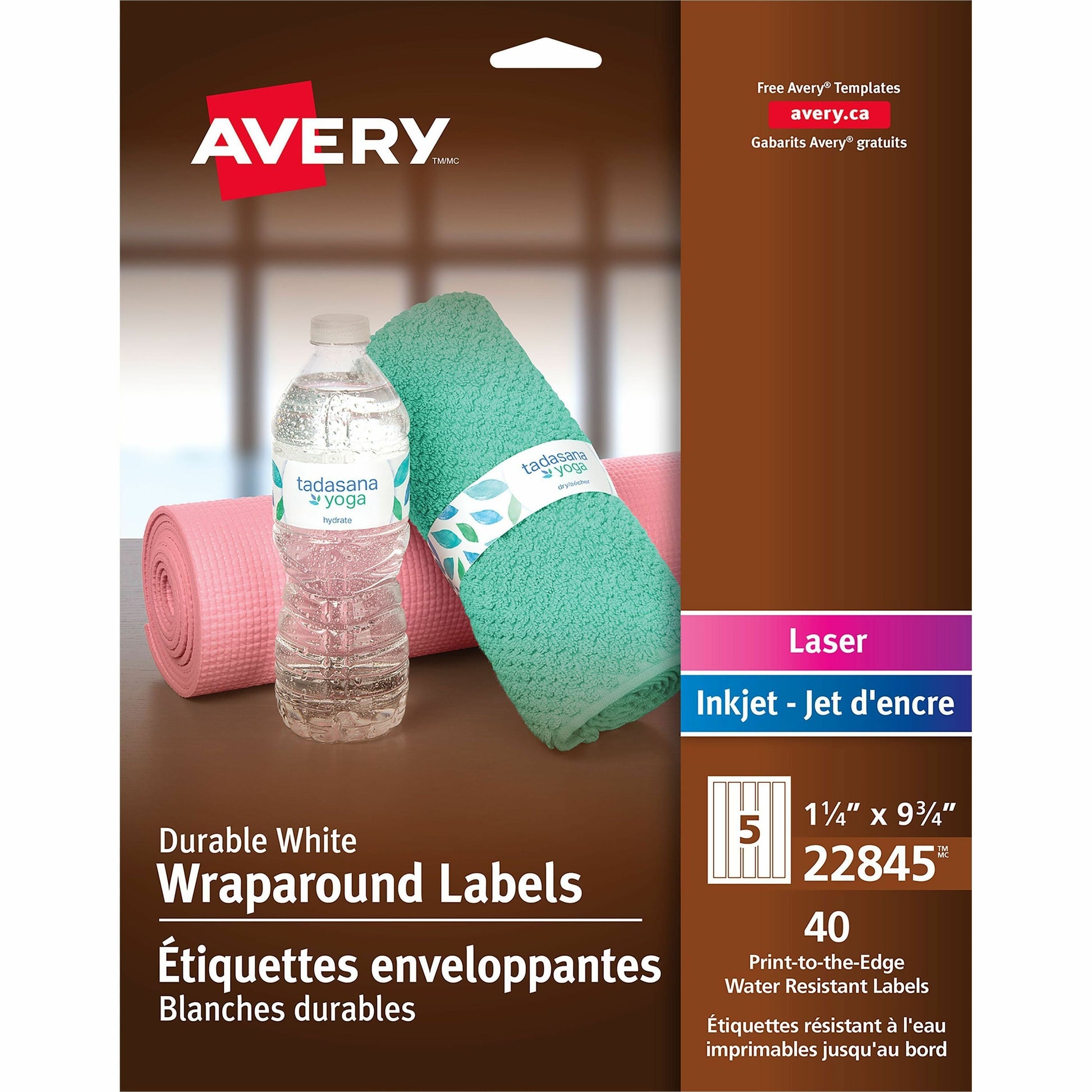 Durable White Wraparound Labels 9-3/4" x 1-1/4" , Permanent Adhesive, for Laser and Inkjet Printers