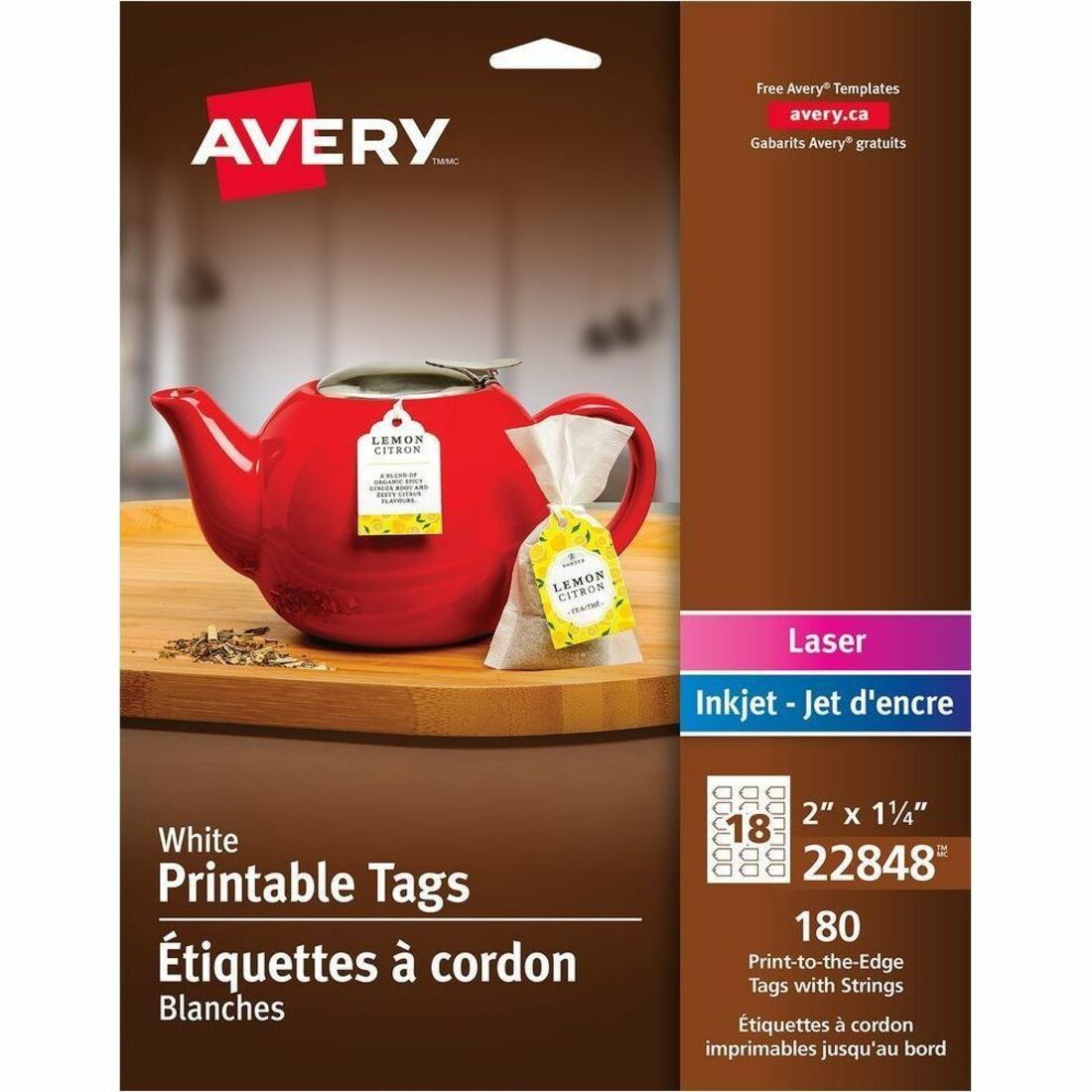 Avery White Printable Tags with Strings 2" x 1-1/4" , for Laser and Inkjet Printers