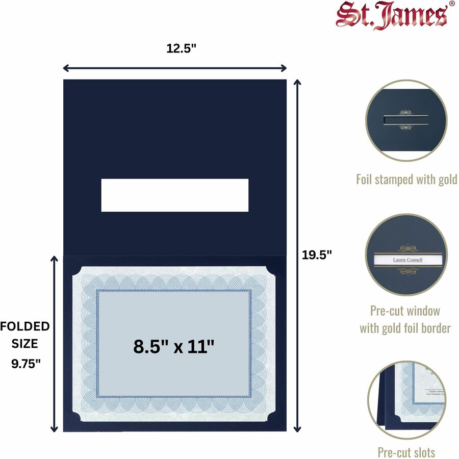 St. James&reg; Certificate Holders with Window, Linen, Navy Blue, Pack of 5, 83538 - 83538