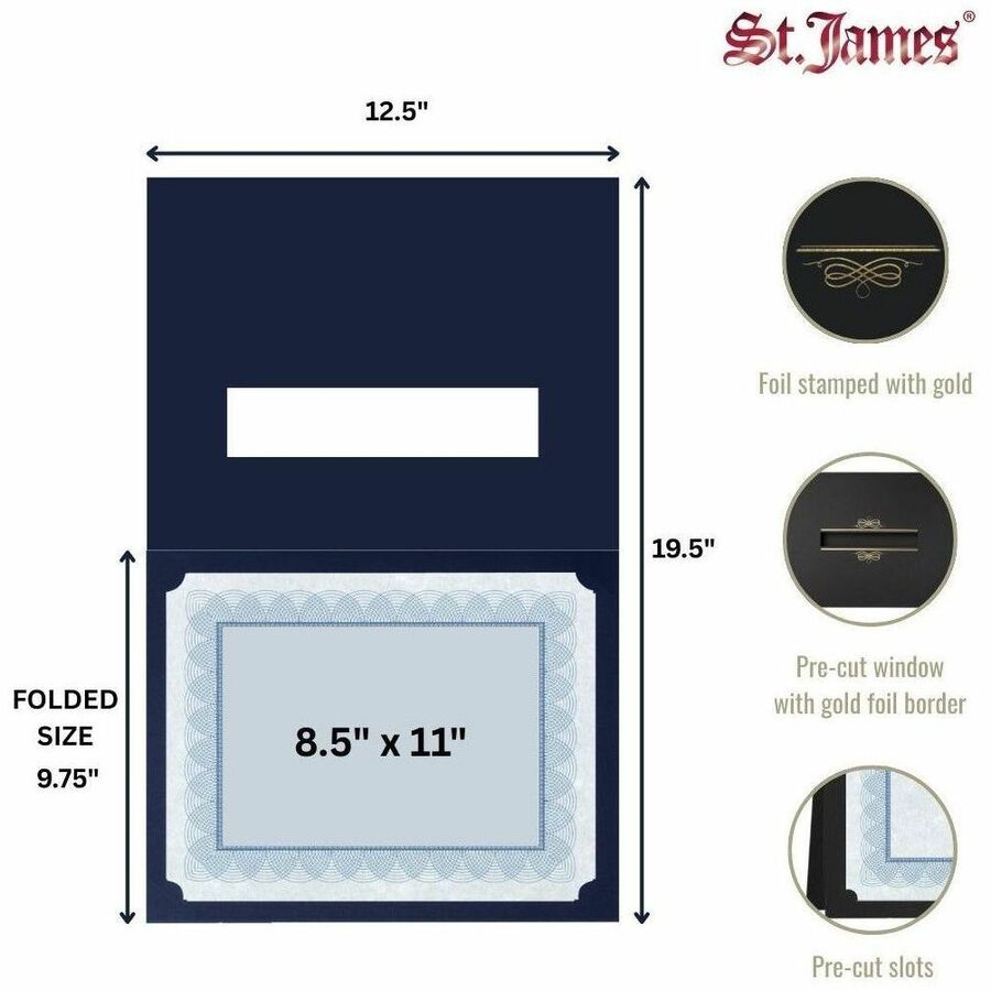 St. James&reg; Certificate Holders with Window, Black Linen, Pack of 5, 83539 - 83539