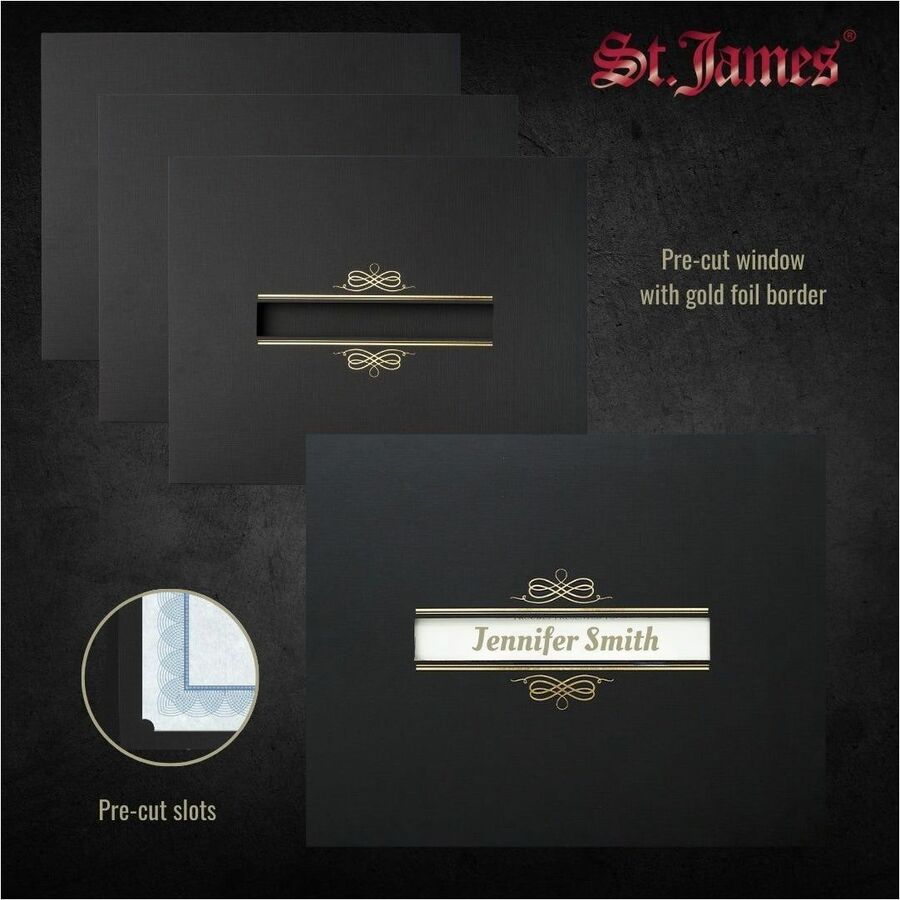St. James&reg; Certificate Holders with Window, Black Linen, Pack of 5, 83539 - 83539