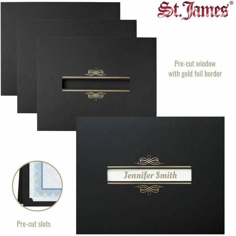 St. James&reg; Certificate Holders with Window, Black Linen, Pack of 5, 83539 - 83539