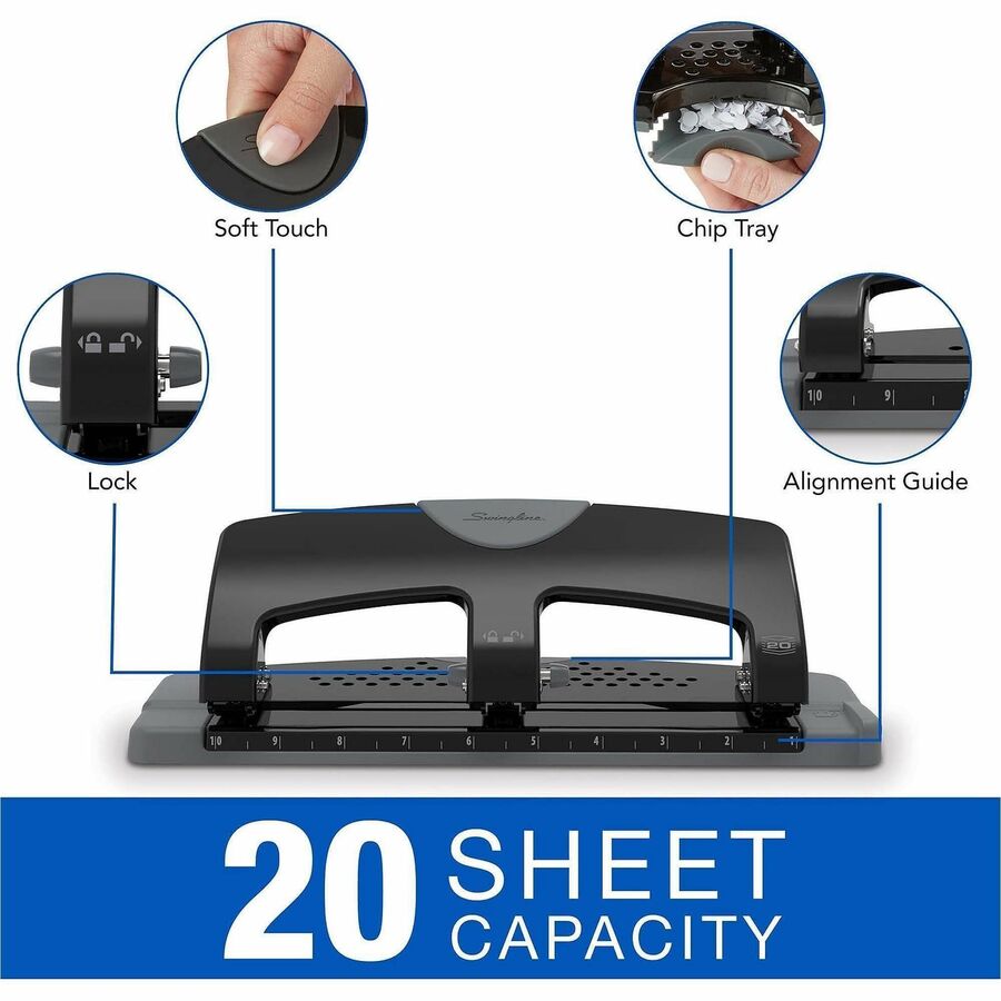 Swingline SmartTouch Low-Force 3-Hole Punch - A7074133