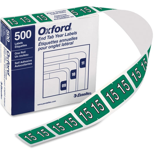 Pendaflex End Tab Year Labels - 2015 - Dark Green - 500/Box