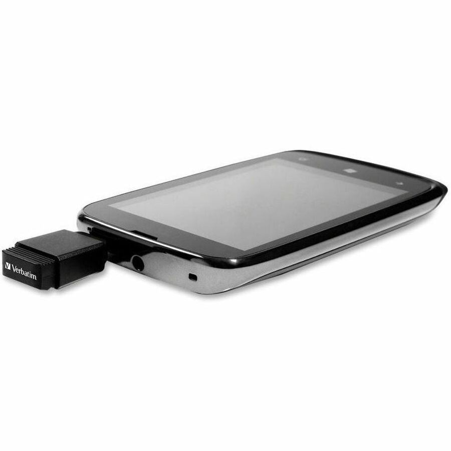Verbatim 16GB Nano USB Flash Drive with USB OTG Micro Adapter - Black - 49821