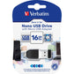 Verbatim 32GB Nano USB Flash Drive with USB OTG Micro Adapter - Black - 49822