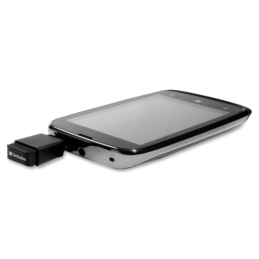 Verbatim 32GB Nano USB Flash Drive with USB OTG Micro Adapter - Black - 49822
