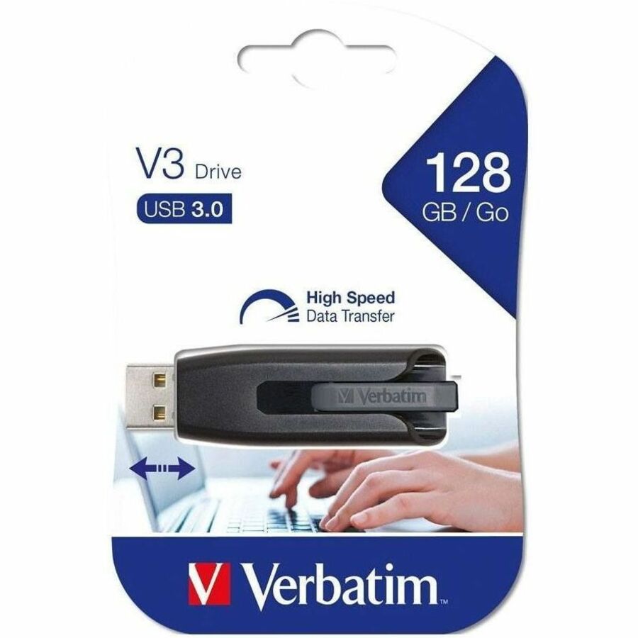 Verbatim 128GB Store 'n' Go V3 USB 3.2 Gen 1 Flash Drive - Gray - 49189