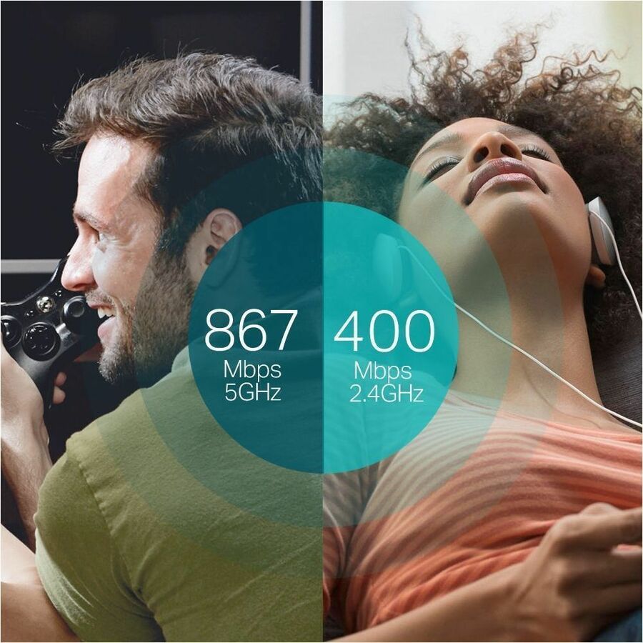 TP-Link Archer T4U IEEE 802.11 a/b/g/n/ac Dual Band Wi-Fi Adapter for Desktop Computer, Media Player, Notebook, Smart TV - Archer T4U