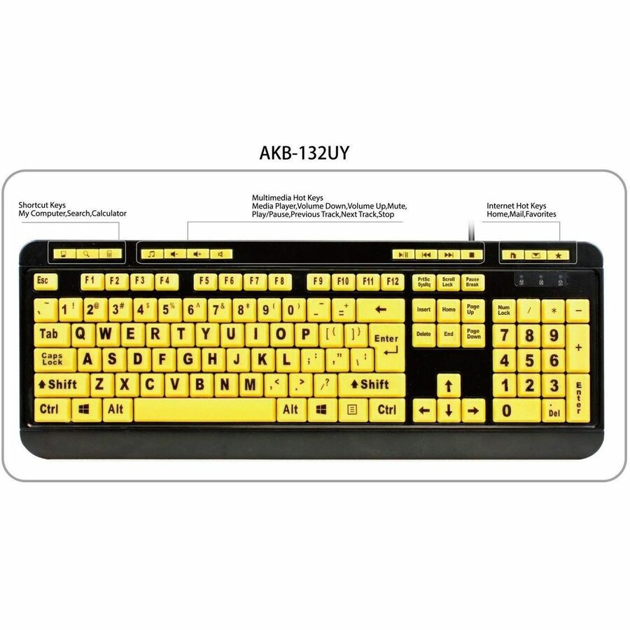 Adesso Luminous Large Print Desktop Keyboard - AKB-132UY