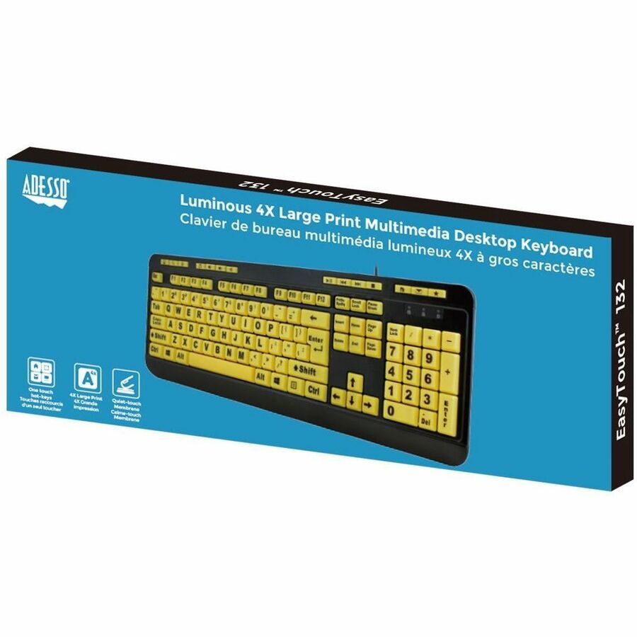 Adesso Luminous Large Print Desktop Keyboard - AKB-132UY