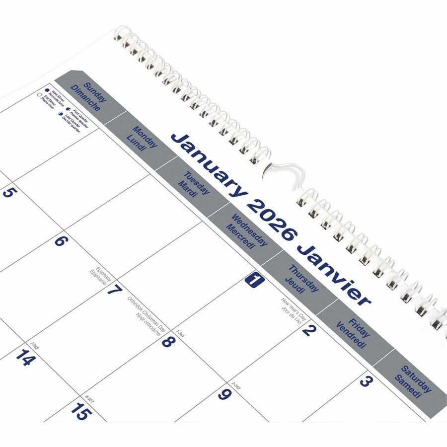 Blueline Net Zero Carbon Monthly Wall Calendar, 12" x 17" , Bilingual - C171303B