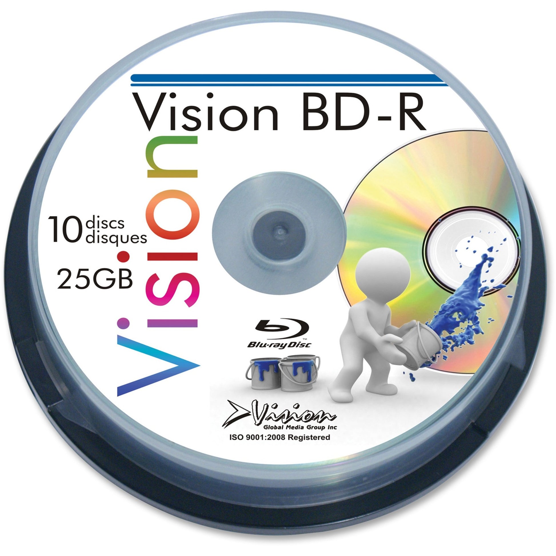 Vision Blu-ray Recordable Media - BD-R - 6x - 25 GB - 10 - Silver