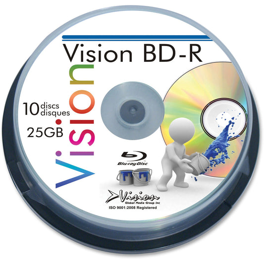 Vision Blu-ray Recordable Media - BD-R - 6x - 25 GB - 10 - Silver
