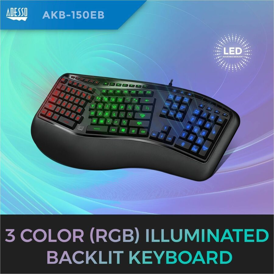 Adesso Tru-Form 150 Ergonomic Keyboard - AKB-150EB