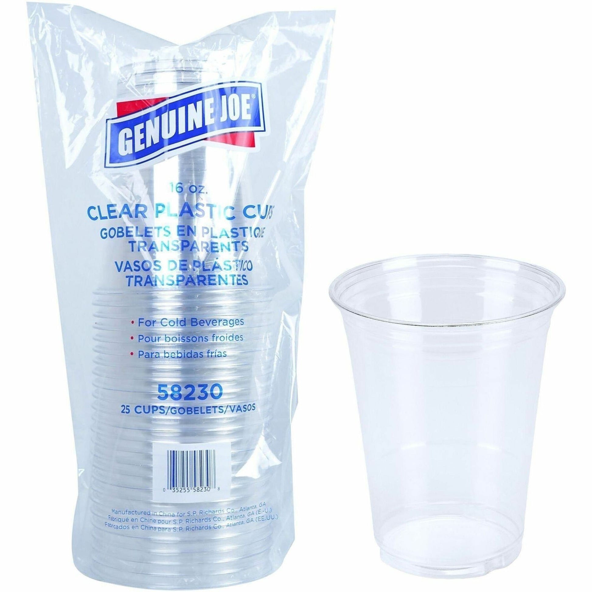 Genuine Joe 16 oz Clear Plastic Cups
