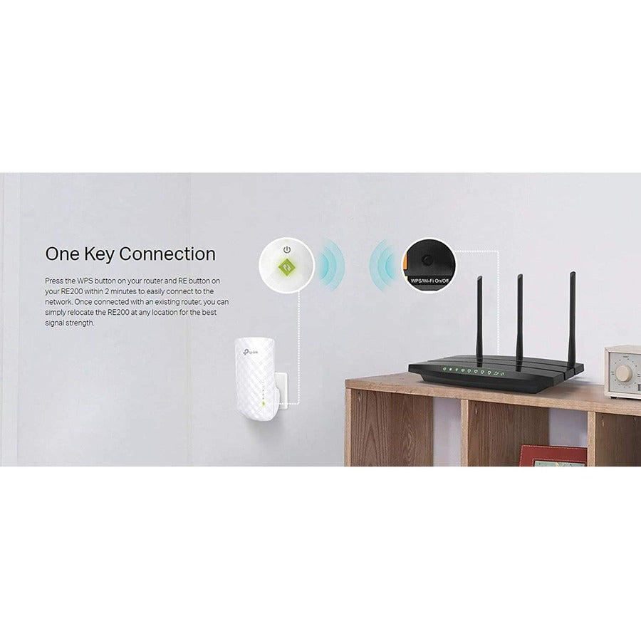 TP-Link RE200 Dual Band IEEE 802.11ac 750 Mbit/s Wireless Range Extender - White - RE200