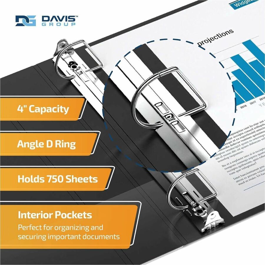 QuickFit View Binder, 3-Ring Binder, Angle D Ring, 4 Inch, Black - 8706-01