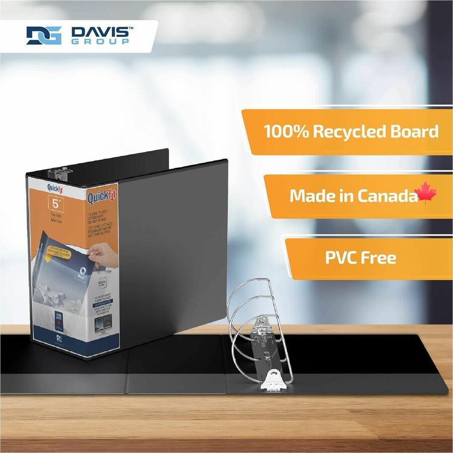 QuickFit View Binder, 3-Ring Binder, Angle D Ring, 5 Inch, Black - 8707-01