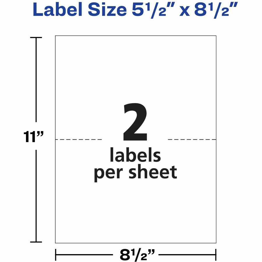 Avery&reg; White Rectangle LabelsTrueBlock&reg;, 8-1/2" x 5-1/2" , for Laser and Inkjet Printers - 05126
