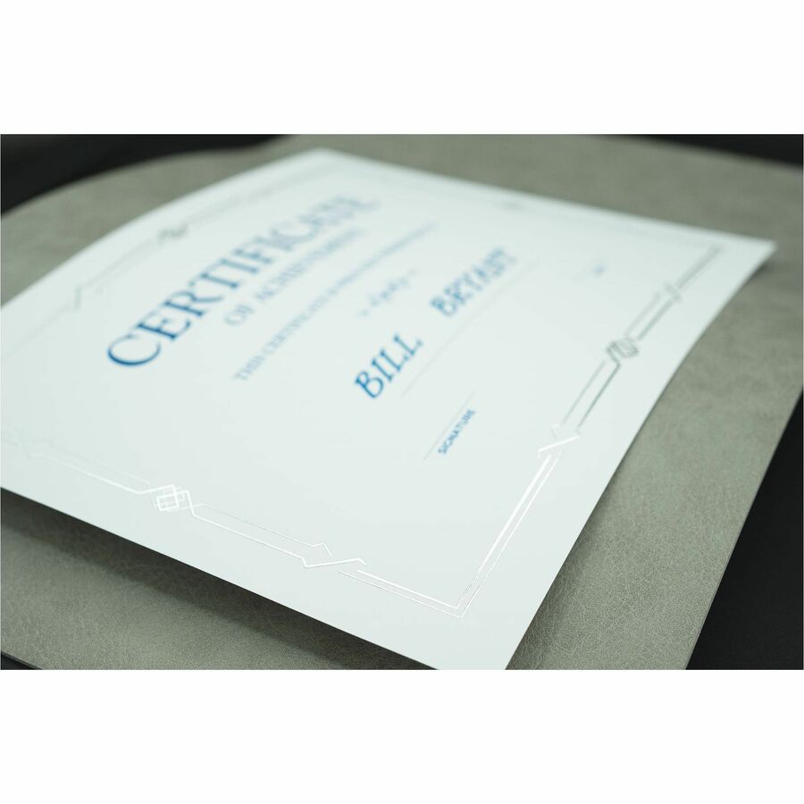 St. James&reg; Premium Weight Certificates, Gatsby Design, Silver Foil, White, 65 lb, 8.5 x 11" , Pack of 15, 83423 - 83423