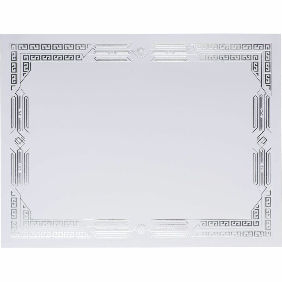 St. James&reg; Premium Weight Certificates, Jazz Design, Silver Foil, White, 65 lb, 8.5 x 11" , Pack of 15, 83424 - 83424