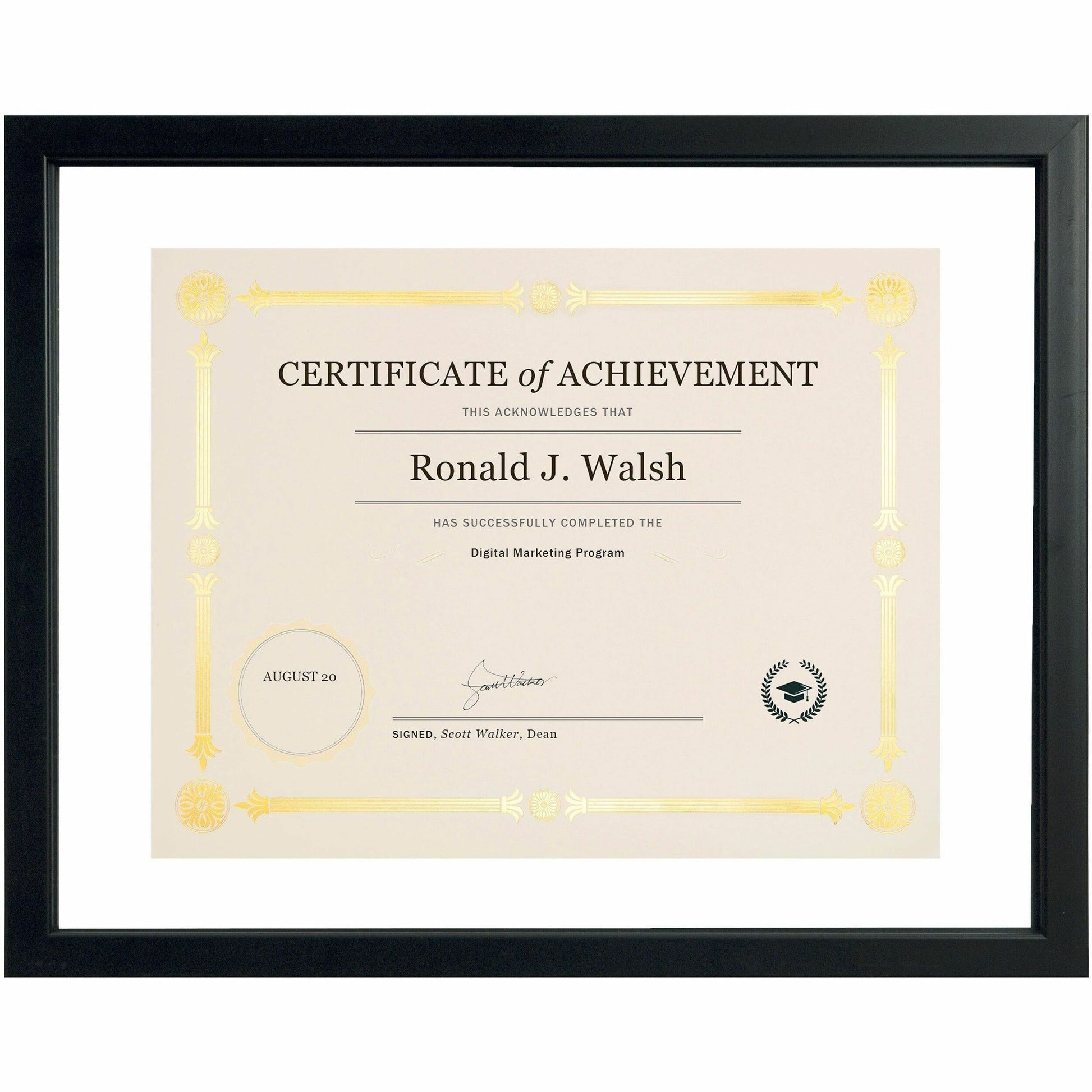 St. James&reg; Certificate/Diploma/Document Frame, 8.5x11" , Tuxedo Black, 83914