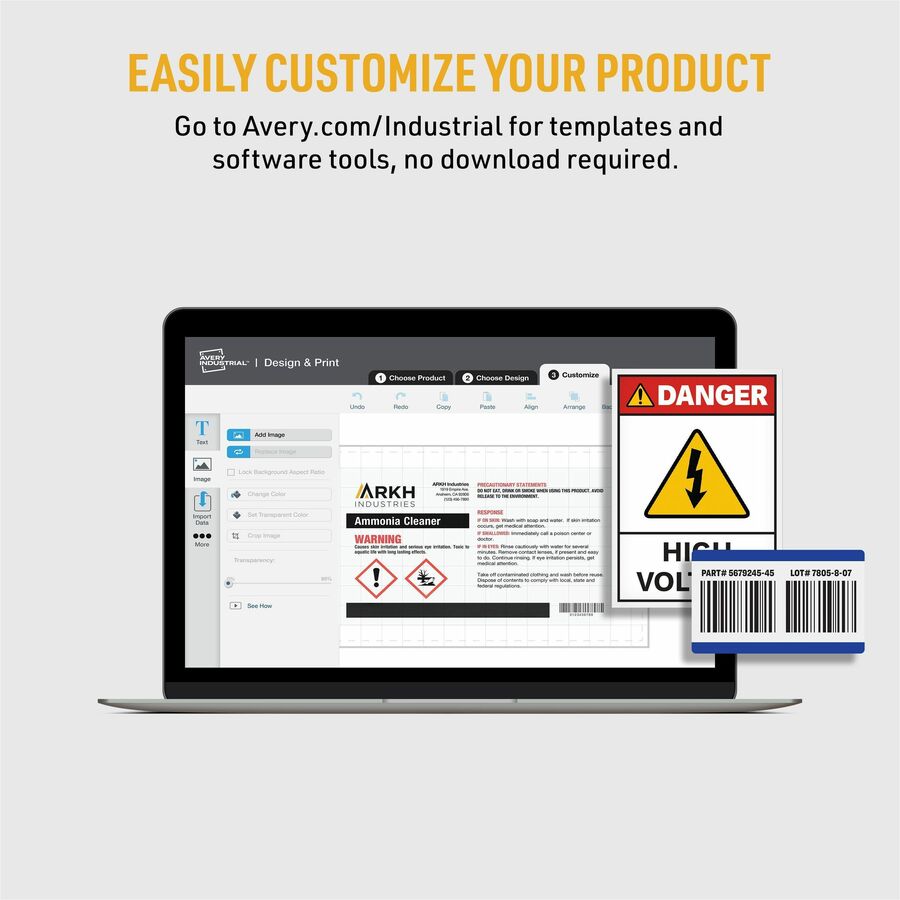 Avery&reg; UltraDuty&trade; GHS Chemical Labels 4-3/4" x 7-3/4" , Permanent Adhesive, for Laser Printers - 60502