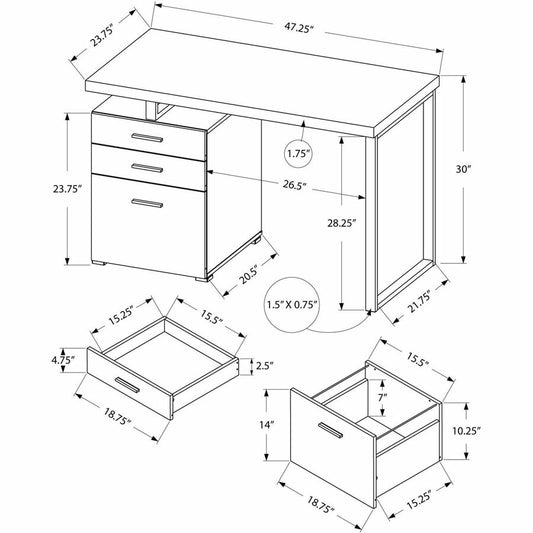 Monarch Specialties Computer Desk - 48"L / Dark Taupe Left OR Right Facing - I 7326