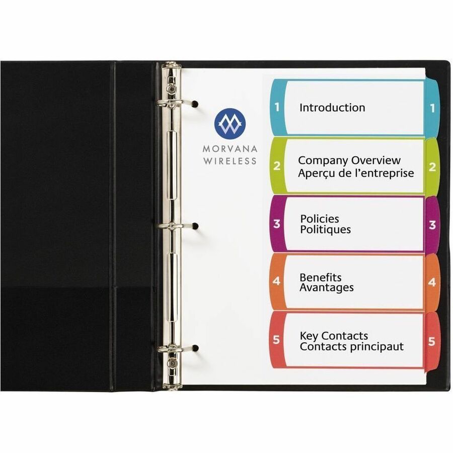 Avery Ready Index&reg; Customizable Table of Contents Dividers 5 Tabs, for Laser and Inkjet Printers - 11840