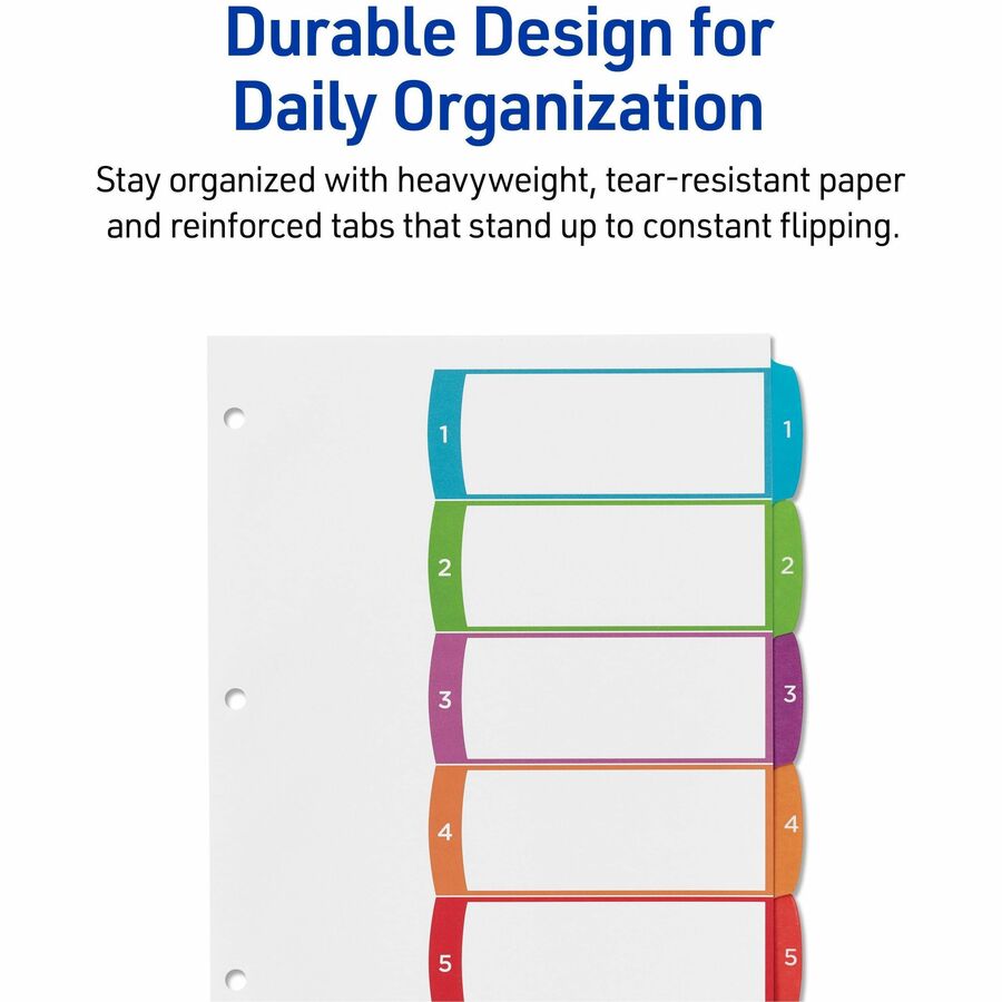 Avery&reg; Ready Index&reg; Customizable Table of Contents Dividersfor Laser and Inkjet Printers, 5 tabs, 1 set - 11840