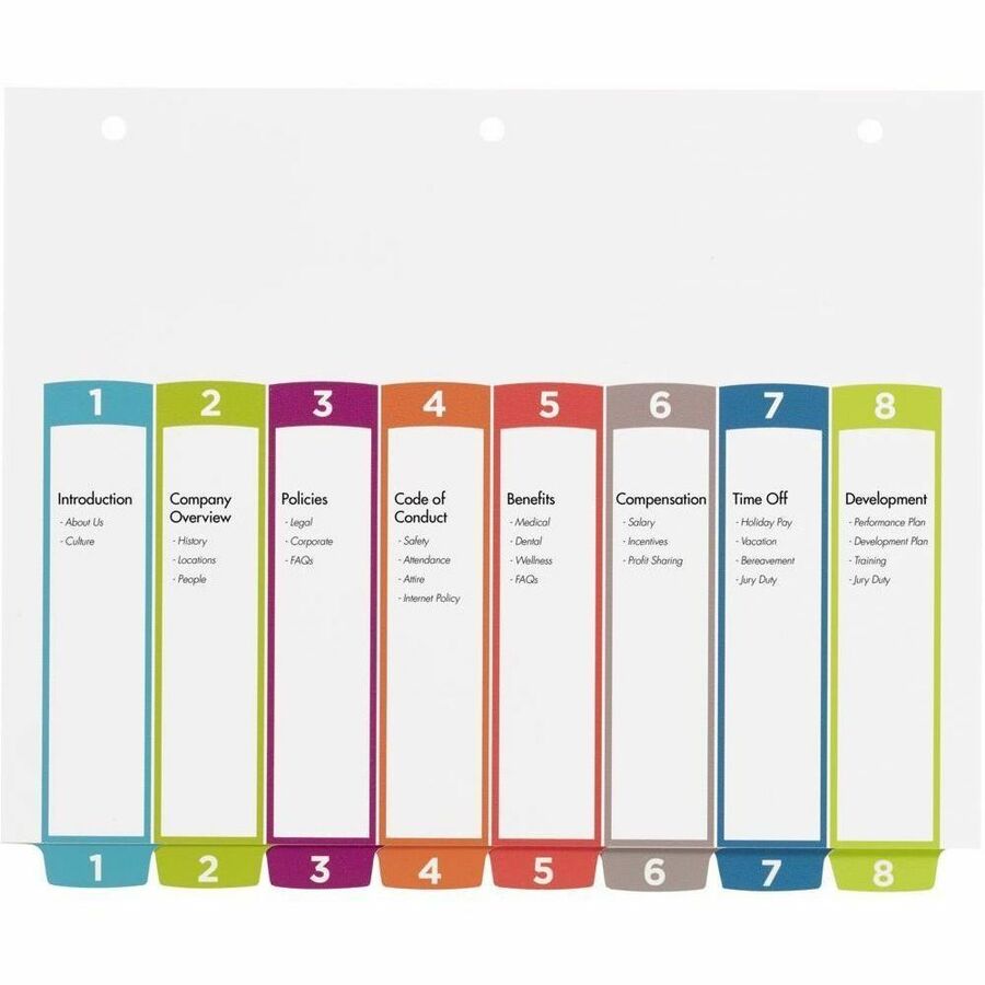 Avery Ready Index&reg; Customizable Table of Contents Dividers 8 Tabs, for Laser and Inkjet Printers - 11841