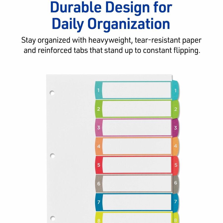 Avery&reg; Ready Index&reg; Customizable Table of Contents Dividersfor Laser and Inkjet Printers, 8 tabs, 1 set - 11841