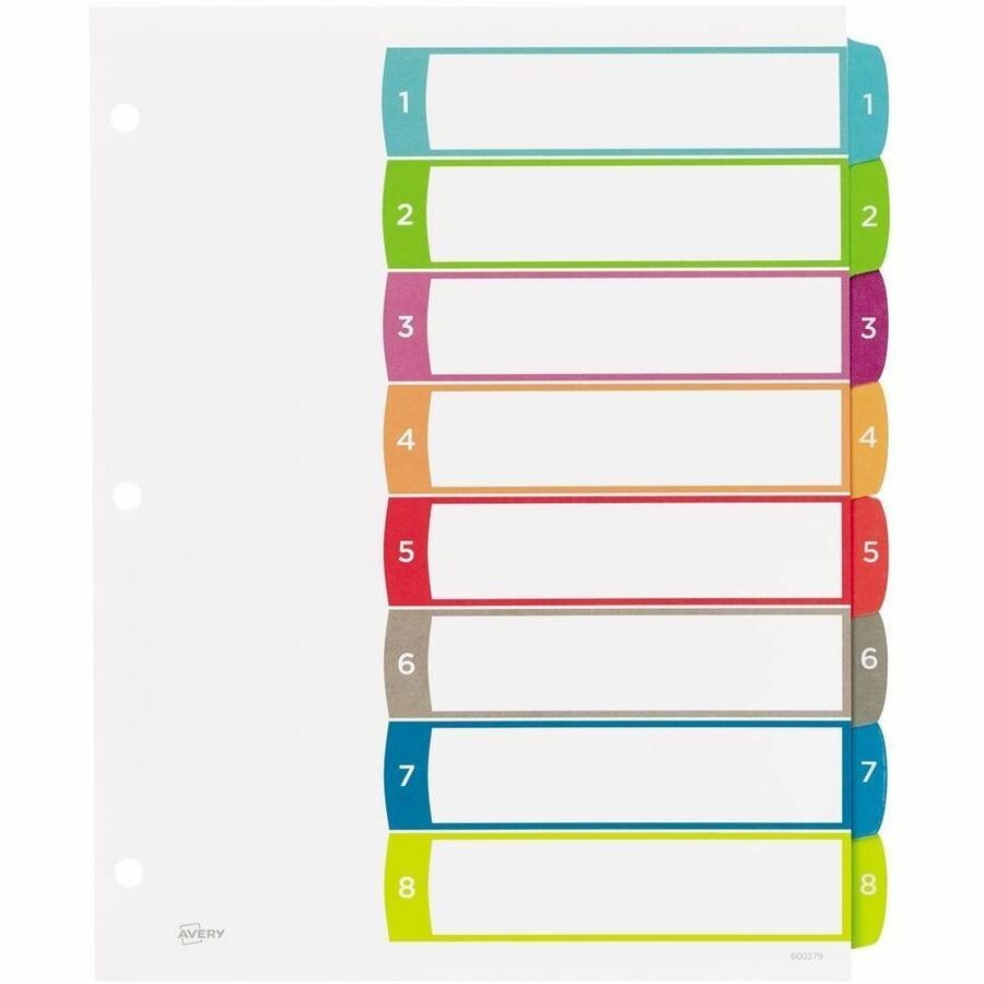 Avery Ready Index&reg; Customizable Table of Contents Dividers 8 Tabs, for Laser and Inkjet Printers - 11841