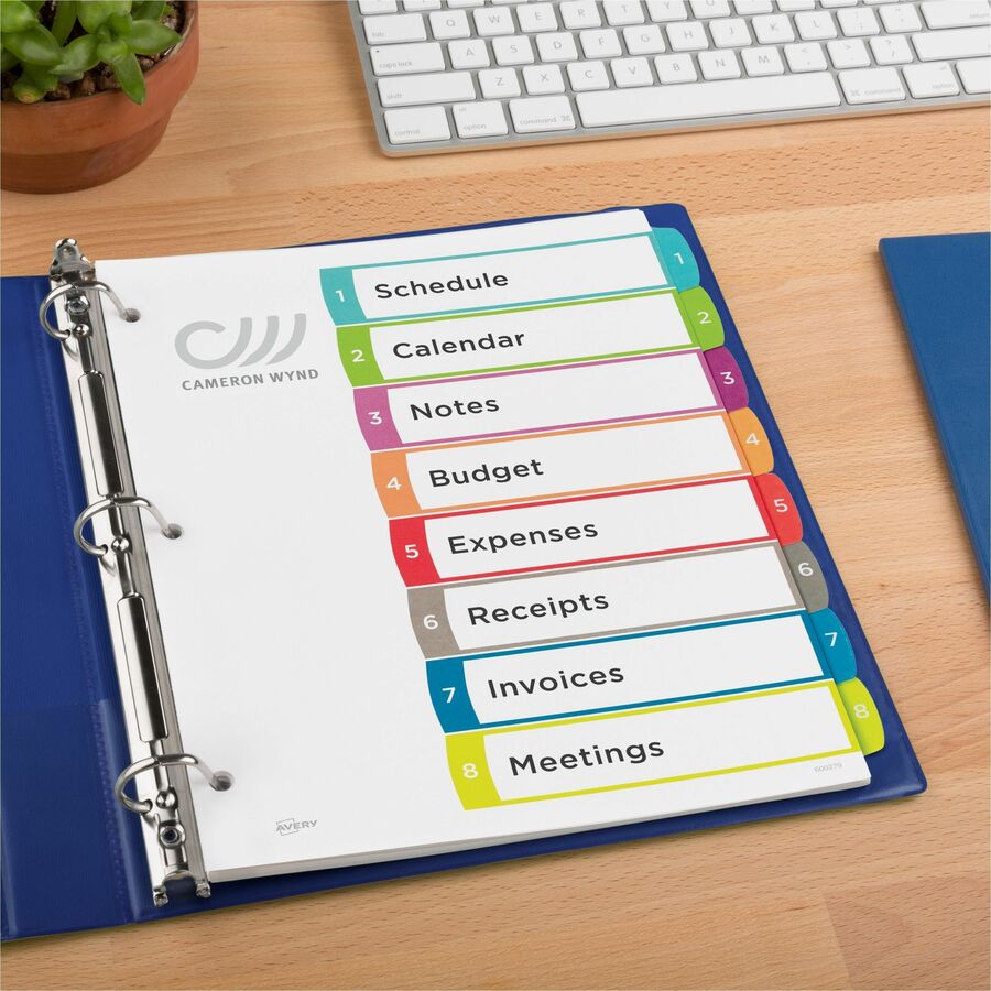 Avery&reg; Ready Index&reg; Customizable Table of Contents Dividersfor Laser and Inkjet Printers, 8 tabs, 1 set - 11841