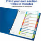 Avery&reg; Ready Index&reg; Customizable Table of Contents Dividersfor Laser and Inkjet Printers, 8 tabs, 1 set - 11841