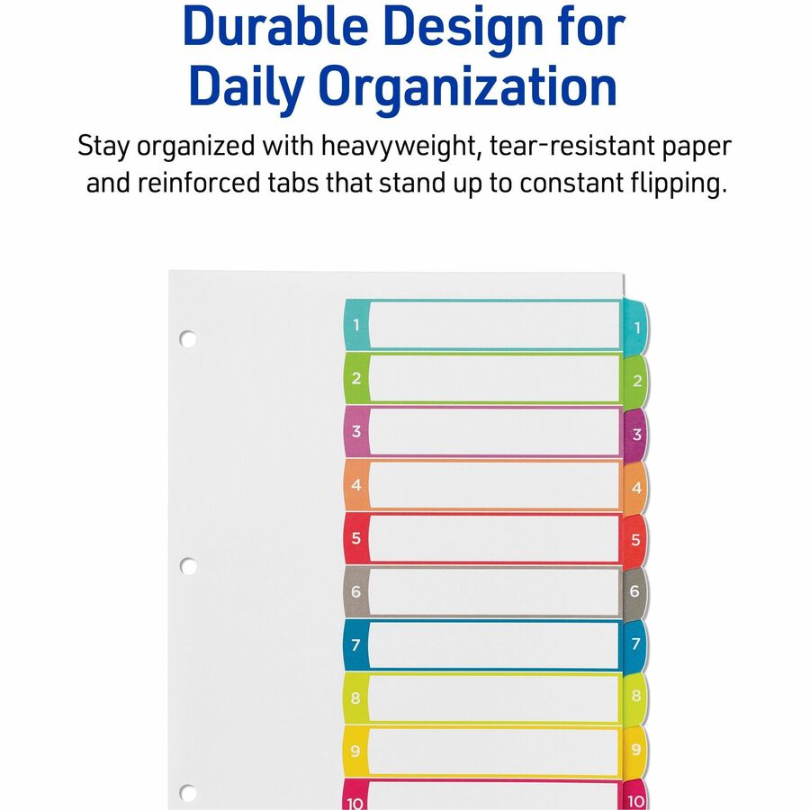 Avery&reg; Ready Index&reg; Customizable Table of Contents Dividersfor Laser and Inkjet Printers, 10 tabs, 1 set - 11842