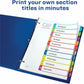 Avery&reg; Ready Index&reg; Customizable Table of Contents Dividersfor Laser and Inkjet Printers, 10 tabs, 1 set - 11842