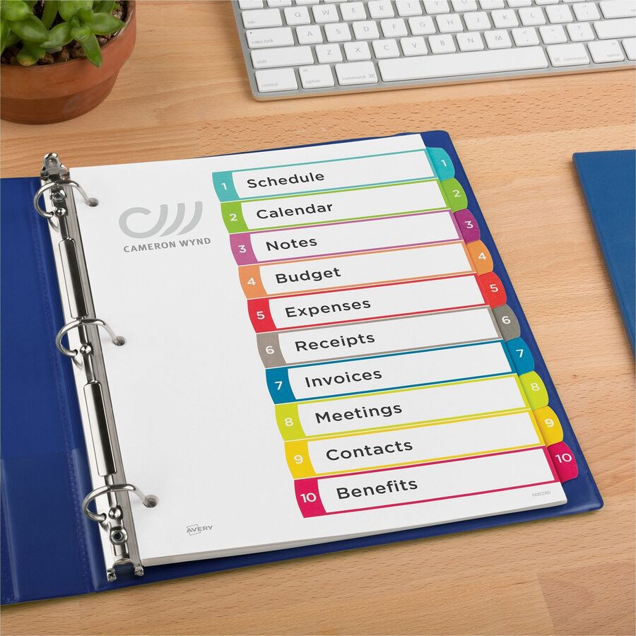 Avery&reg; Ready Index&reg; Customizable Table of Contents Dividersfor Laser and Inkjet Printers, 10 tabs, 1 set - 11842