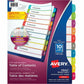 Avery&reg; Ready Index&reg; Customizable Table of Contents Dividersfor Laser and Inkjet Printers, 10 tabs, 1 set