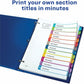 Avery&reg; Ready Index&reg; Customizable Table of Contents Dividersfor Laser and Inkjet Printers, 12 tabs, 1 set - 11843