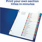 Avery&reg; Ready Index&reg; Customizable Table of Contents Dividersfor Laser and Inkjet Printers, A-Z tabs, 1 set - 11844