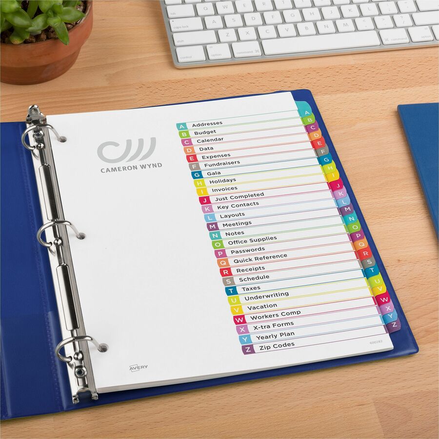 Avery&reg; Ready Index&reg; Customizable Table of Contents Dividersfor Laser and Inkjet Printers, A-Z tabs, 1 set - 11844