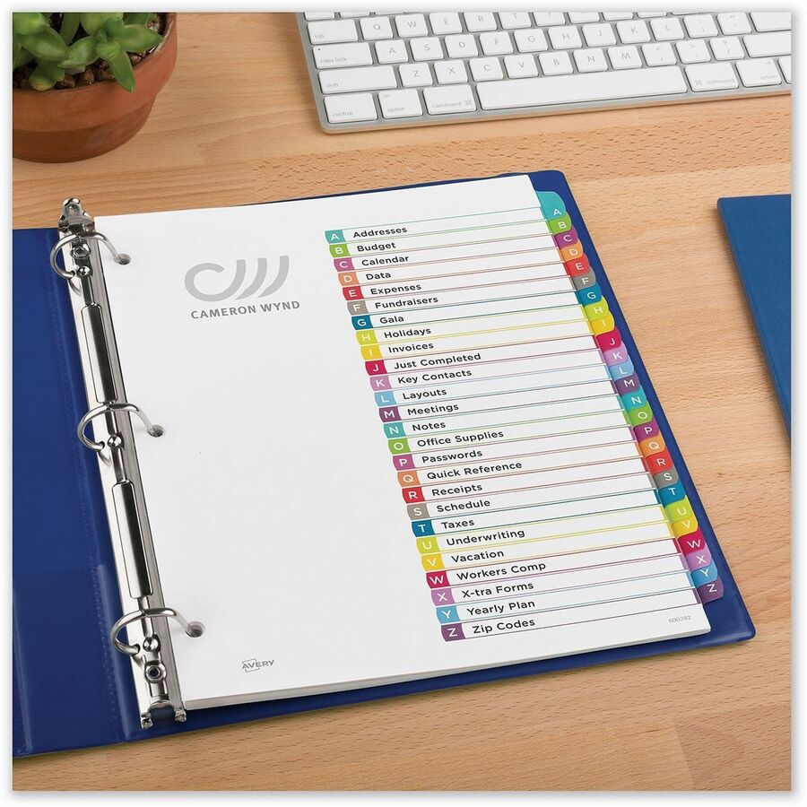 Avery&reg; Ready Index&reg; Customizable Table of Contents Dividersfor Laser and Inkjet Printers, A-Z tabs, 1 set - 11844