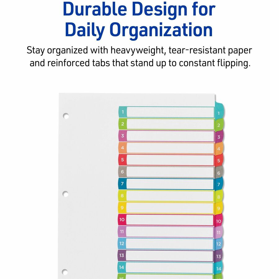 Avery&reg; Ready Index&reg; Customizable Table of Contents Dividersfor Laser and Inkjet Printers, 15 tabs, 1 set - 11845