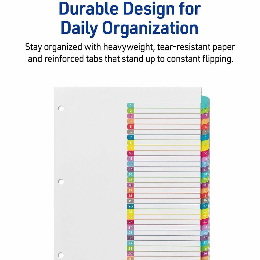 Avery&reg; Ready Index&reg; Customizable Table of Contents Dividersfor Laser and Inkjet Printers, 31 tabs, 1set - 11846