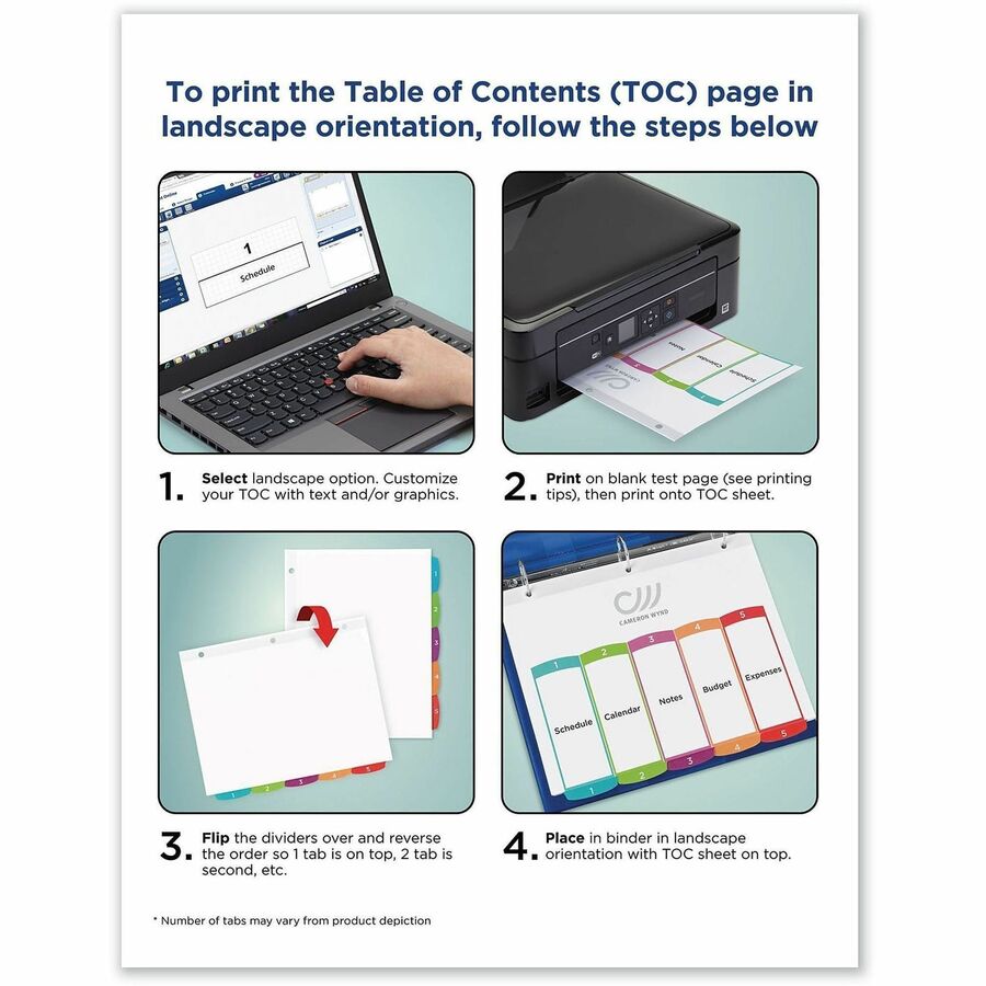 Avery&reg; Ready Index&reg; Customizable Table of Contents Dividersfor Laser and Inkjet Printers, Jan-Dec tabs, 1 set - 11847